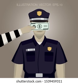 The police was bribed to see nothing illustration vector.
