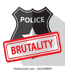 police brutality rubber stamp, police badge, vector illustration