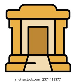 Vector de contorno de icono de construcción policial. Cárcel criminal. Color de la cadena
