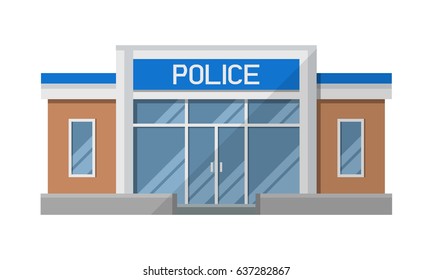 Police building, isolated on white background, vector illustration flat icon