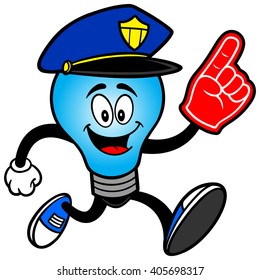 Police Bulb Running with a Foam Finger