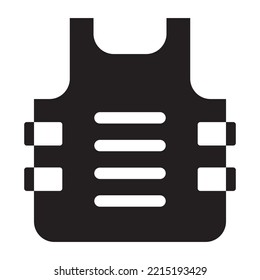 Police bulletproof icon vector design template in black color isolated sign on white background