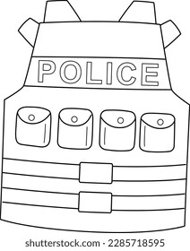 Police Bulletproof Isolated Coloring Page for Kids