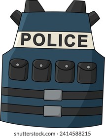 Police Bulletproof Vest Cartoon Colored Clipart 