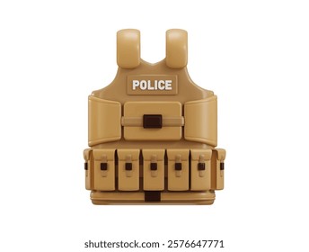 Police bulletproof vest icon 3d render concept of Police army Body Armor, military safety jacket icon vector illustration