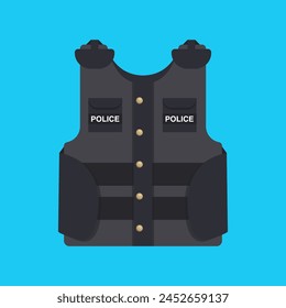 Police Bulletproof vest icon Vector Illustration on blue background