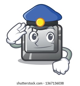Police button B installed on cartoon computer