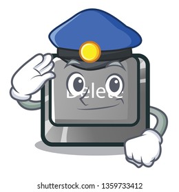 Police button delete isolated with the character