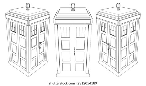 Police Call Box Vector 01. Callbox Illustration Isolated On White Background. A Vector Illustration Of An Police Box.