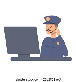 Police Call Center Icon Cartoon Vector. Thank Team. Help Care
