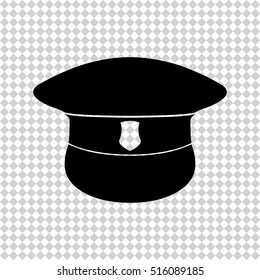 Police cap -  black vector icon