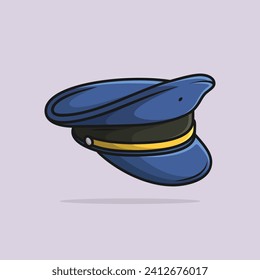 Dibujo de la caricatura policial sobre el diseño del vector de la gorra