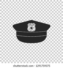 Police cap with cockade icon isolated on transparent background. Police hat sign. Flat design. Vector Illustration