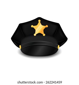 police cap with cockade on a white background. Vector illustration