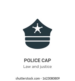 Police cap glyph icon vector on white background. Flat vector police cap icon symbol sign from modern law and justice collection for mobile concept and web apps design.