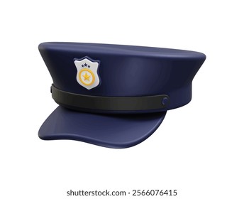 police cap icon 3d vector render illustration