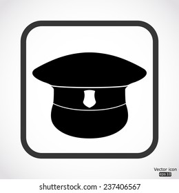 police cap icon - black vector illustration