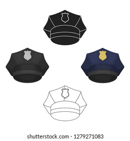 Police cap icon in cartoon style isolated on white background. Hats symbol stock vector illustration.