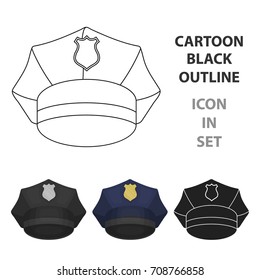 Police cap icon in cartoon style isolated on white background. Hats symbol stock vector illustration.