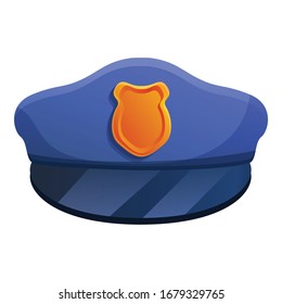Police cap icon. Cartoon of police cap vector icon for web design isolated on white background