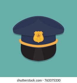 Police cap icon in a flat design. Vector illustration