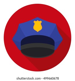 Police cap icon in flat style isolated on white background. Hats symbol stock vector illustration.