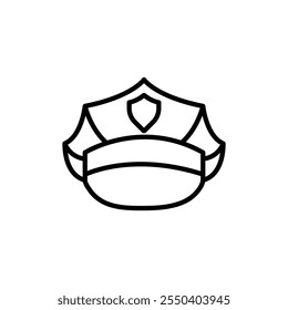 Ícone de boné de polícia logotipo linear isolado