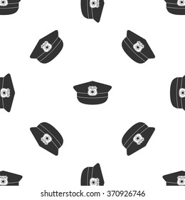 Police cap icon seamless pattern on white background. Vector Illustration