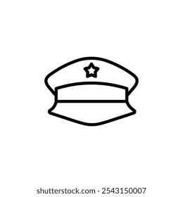 Police cap icon set. outlined and solid filled versions.