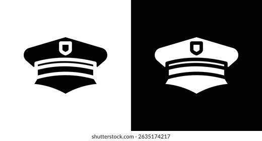 Police cap icon in solid flat trendy design style.