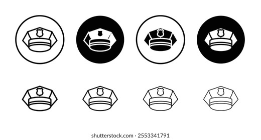 Police cap icon Thin line vector illustration set