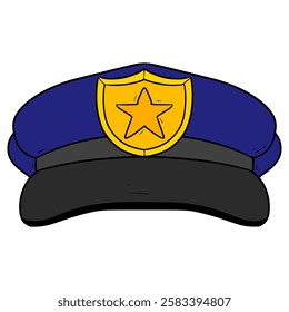 police cap illustration hand drawn isolated vector