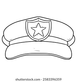 police cap illustration hand drawn outline vector