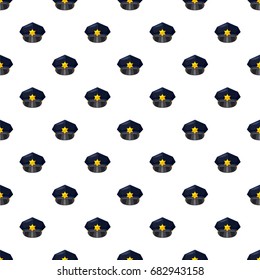 Police cap pattern seamless repeat in cartoon style vector illustration