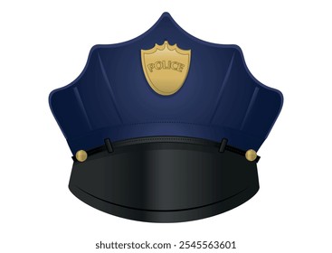 Police cap, realistic vector illustration. white background.