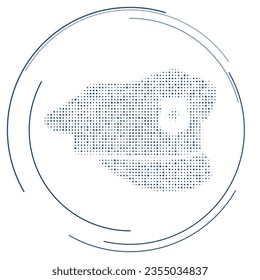 The police cap symbol filled with dark blue dots. Pointillism style. Vector illustration on white background