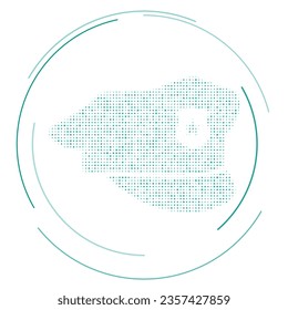 The police cap symbol filled with teal dots. Pointillism style. Vector illustration on white background