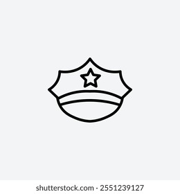 Police cap thin liner icon isolated.