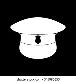 police cap vector icon isolated on black