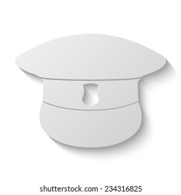 police cap vector icon - paper illustration
