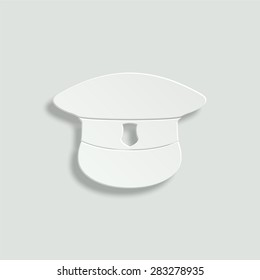 police cap vector icon - paper illustration