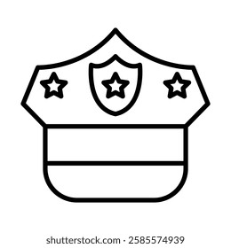 Police Cap Vector Line Icon Design