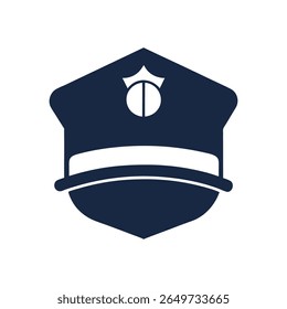 Police Cap Vector Set with Badge and Peaked Cap Illustrations