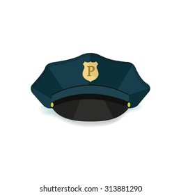 Police cap without gradient. Vector illustration.