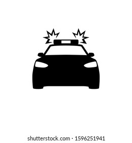 police car black icon on white background vector