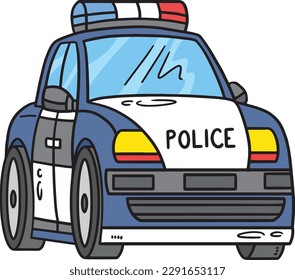 Police Car Cartoon Colored Clipart Illustration