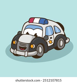 desenho animado de carro de polícia bom para o design mascote, design de adesivo, design de camiseta, etc