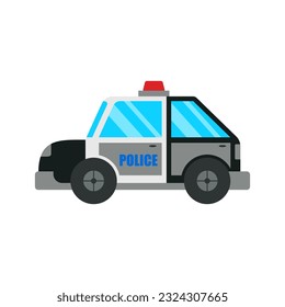 Police Car Cartoon Illustration. Toy Transport set in vector, the colorful version. Toys for kid games.