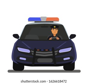 police, car, cartoon, policeman, simple, vector, cop, illustration, isolated, security, safety, patrol, person, service, uniform, vehicle, professional, male, officer, man, law, authority, character, 