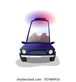 Police car: Cartoon style car on white background. Vector Image